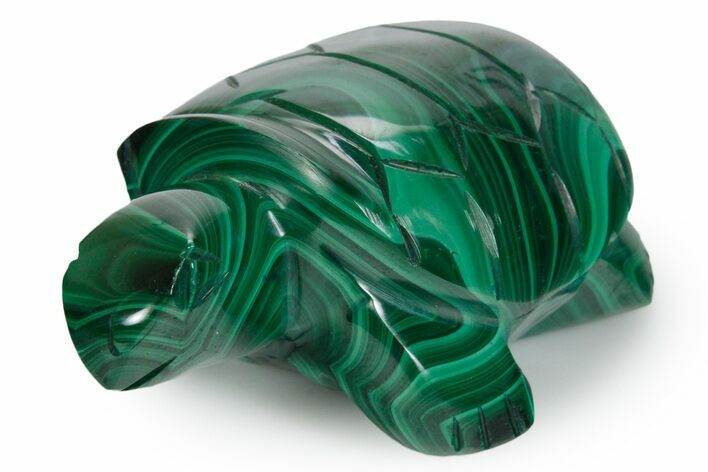 Flowery Malachite Turtle Carving - DR Congo #349312